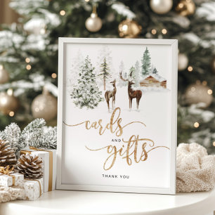 Woodland foresr deer winter cards and gifts poster