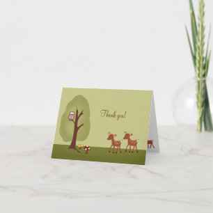 WOODLAND Forest 2 Deer Folded Thank you note Card