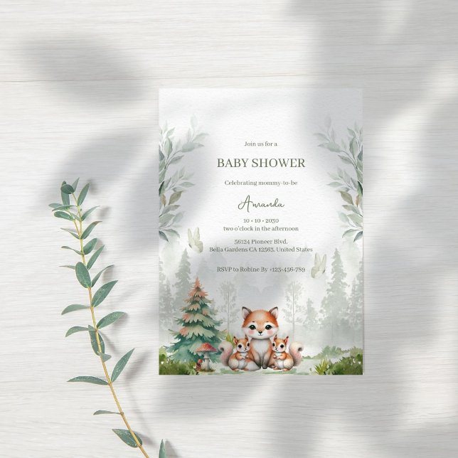 Woodland Forest Animal Baby Shower Invitation (Creator Uploaded)