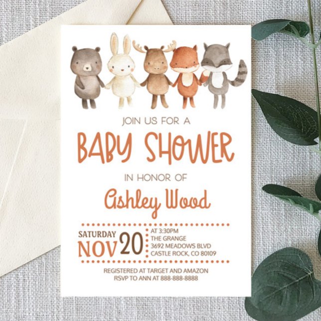 Woodland Forest Animal Baby Shower Invitation (Creator Uploaded)