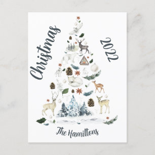Woodland Forest Animal Christmas Tree Postcard