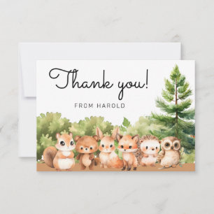 Woodland Forest Animal Friends Boy Baby Shower Thank You Card