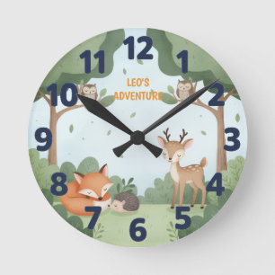 Woodland Forest Animal Friends Kids Wall Clock