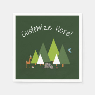 Woodland forest animal party paper napkins