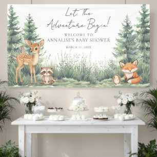 Woodland Forest Animals Adventure Baby Shower Banner