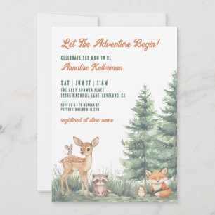 Woodland Forest Animals Adventure Baby Shower Invitation