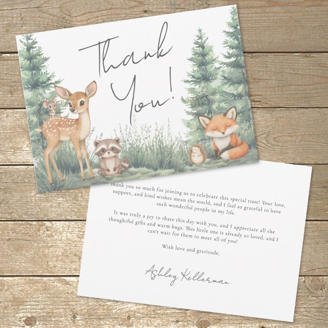 Woodland Forest Animals Adventure Baby Shower Thank You Card (Woodland Forest Animals Adventure Baby Shower Thank You Card )
