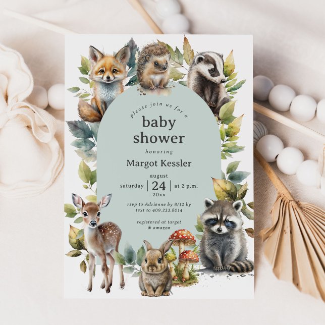 Woodland Forest Animals Arch Baby Shower Invitation (Creator Uploaded)