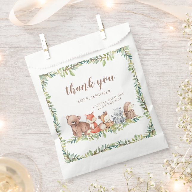 Woodland forest animals baby boy shower favour bag (Clipped)