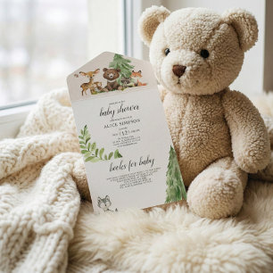 Woodland Forest Animals Baby Shower All In On One Invitation