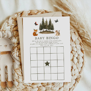 Woodland Forest Animals Baby Shower Bingo Game Invitation