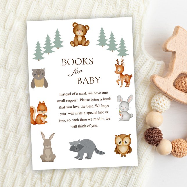 Woodland Forest Animals Baby Shower Books For Baby Enclosure Card (Woodland Forest Animals Baby Shower Books For Baby Enclosure Card)
