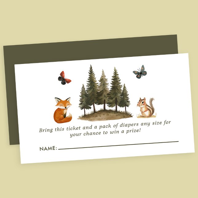 Woodland Forest Animals Baby Shower Diaper Raffle Enclosure Card (Creator Uploaded)