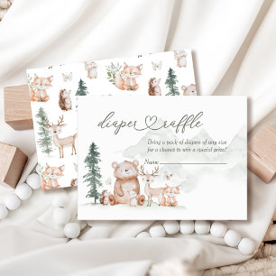 Woodland Forest Animals Baby Shower Diaper Raffle Enclosure Card