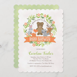 Woodland Forest Animals Baby Shower Invitation