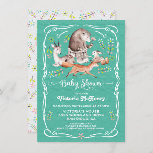 Woodland Forest Animals Baby Shower Invitation
