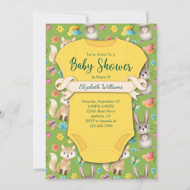 Woodland Forest Animals Baby Shower Invitation (Front)