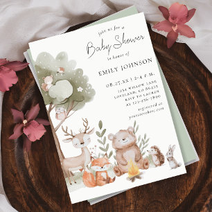Woodland Forest Animals Baby Shower Invitation