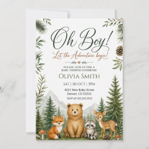 Woodland Forest Animals Baby Shower Invitation