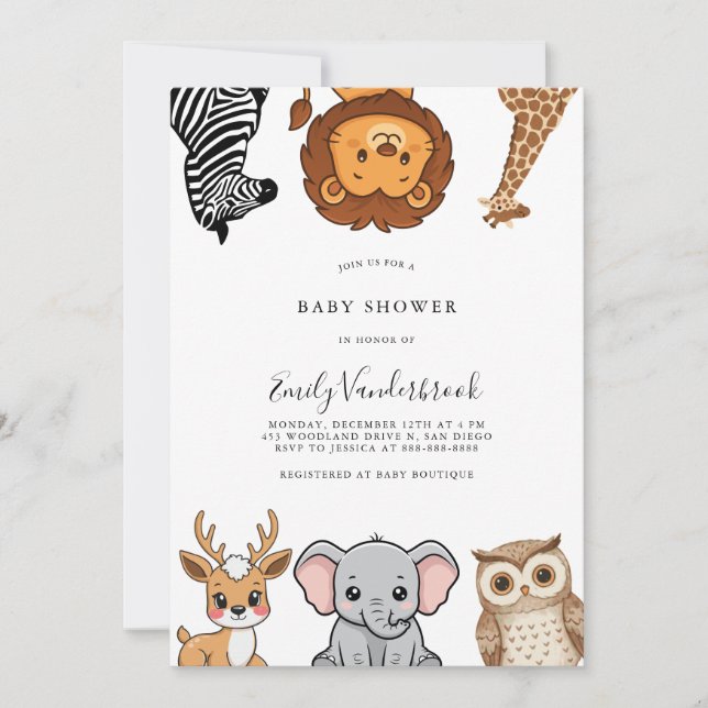 Woodland Forest Animals Baby Shower Invitation (Front)