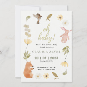 Woodland Forest Animals Baby Shower Invitation