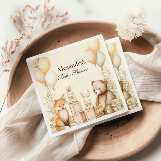 Woodland Forest Animals Baby Shower Napkin (Creator Uploaded)