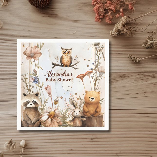 Woodland Forest Animals Baby Shower Napkin (Creator Uploaded)