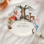 Woodland Forest Animals Baby Shower Paper Plate<br><div class="desc">Set a whimsical, nature-inspired table with the Woodland Forest Animals Baby Shower Paper Plates! These charming plates feature adorable forest creatures, such as a playful fox, gentle deer, curious racoon, and wise owl, surrounded by lush greenery and wildflowers. The soft, earthy tones and delightful woodland theme make these plates perfect...</div>