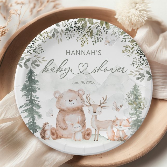 Woodland Forest Animals Baby Shower Paper Plate (Creator Uploaded)