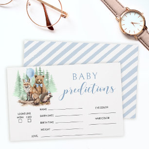 Woodland forest animals baby shower predictions stationery