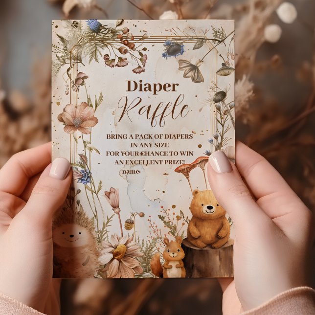Woodland Forest Animals Baby Shower Raffle Diapper Enclosure Card (Creator Uploaded)