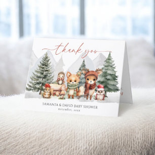 Woodland Forest Animals Baby Shower Thank You Card
