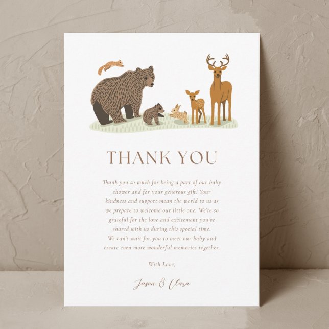 Woodland Forest Animals Baby Shower Thank You Card (Creator Uploaded)