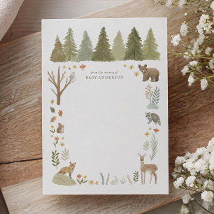 Woodland Forest Animals Baby Shower Thank You Card