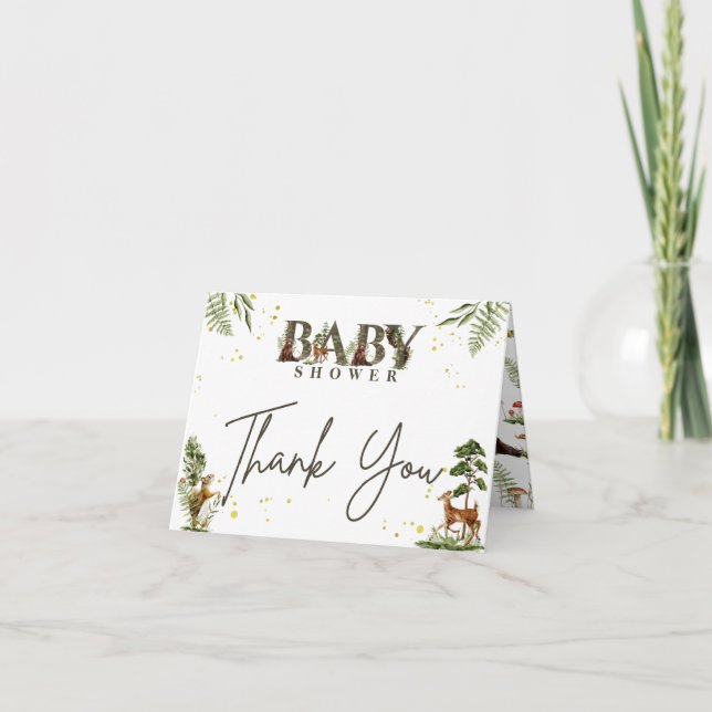  woodland forest animals baby shower thank you card (Front)
