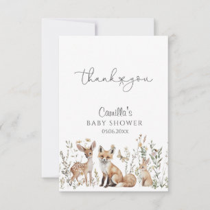 Woodland Forest Animals Baby Shower  Thank You Card