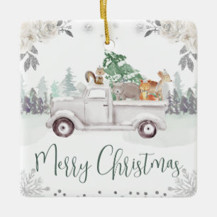 Woodland Forest Animals Christmas Ceramic Ornament