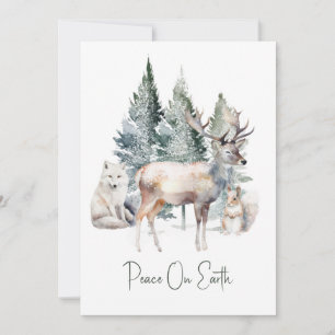Woodland Forest Animals Christmas Holiday  Card