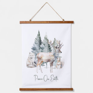 Woodland Forest Animals Christmas Holiday  Hanging Tapestry
