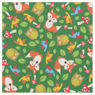 Woodland Forest Animals Cute Baby Nursery Kids Fabric