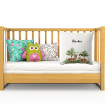 Woodland forest animals deer cute name cushion<br><div class="desc">A forest,  woodland landscape with deer,  fox and a rabbit.  Personalise and add a name. Black letters.</div>
