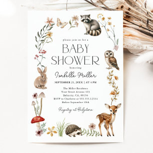 Woodland Forest Animals Gender Neutral Baby Shower Invitation