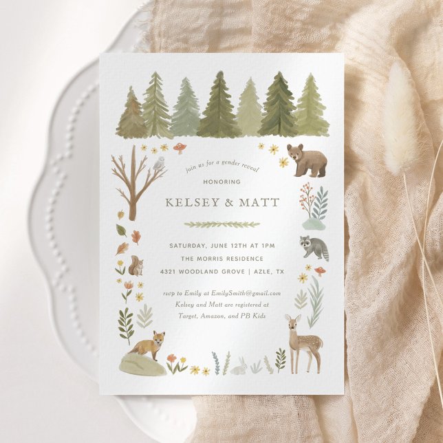 Woodland Forest Animals Gender Reveal Invitation (Creator Uploaded)