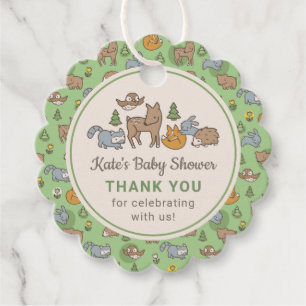 Woodland Forest Animals Green Baby Shower Favour Tags