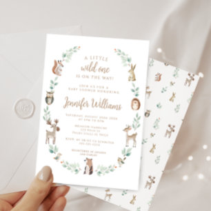 Woodland forest animals greenery baby boy shower invitation