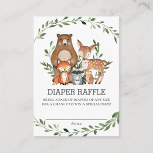 Woodland Forest Animals Greenery Diaper Raffle Enclosure Card