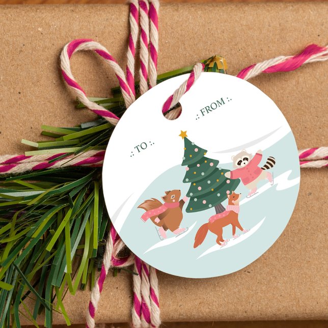 Woodland Forest Animals Ice Skating To From Label (Woodland Forest Animals Ice Skating To From Label)