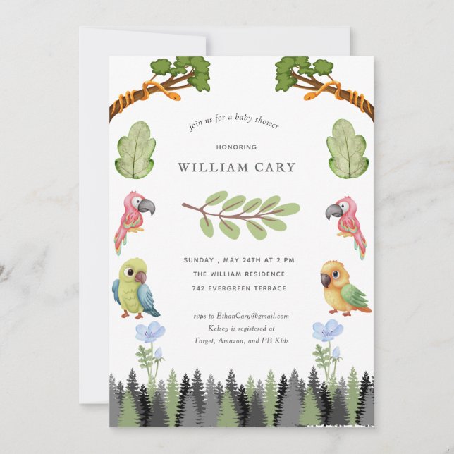 Woodland Forest Animals Invitation (Front)