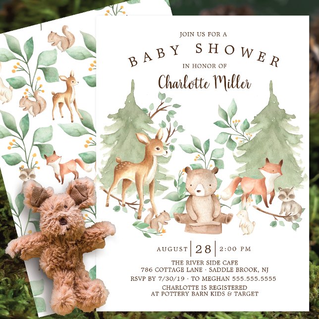 Woodland Forest Animals Neutral Baby Shower Invitation (Creator Uploaded)