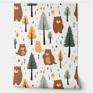 Woodland Forest Animals Pattern Baby Nursery Room  Wallpaper